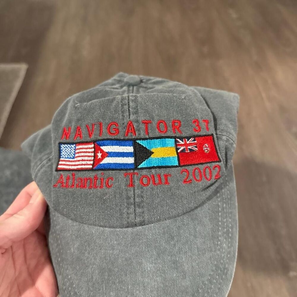 Vintage 2002 Adams Headwear Navigator 37 Atlantic Tour Hat Leather Strapback